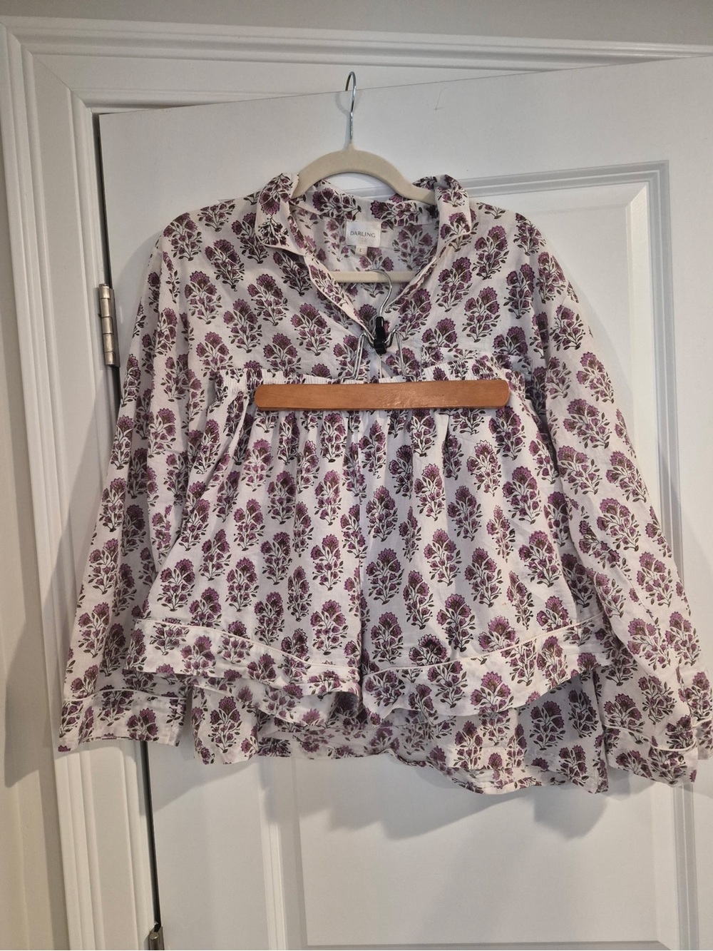 Darling Cream & Purple Floral pajama set